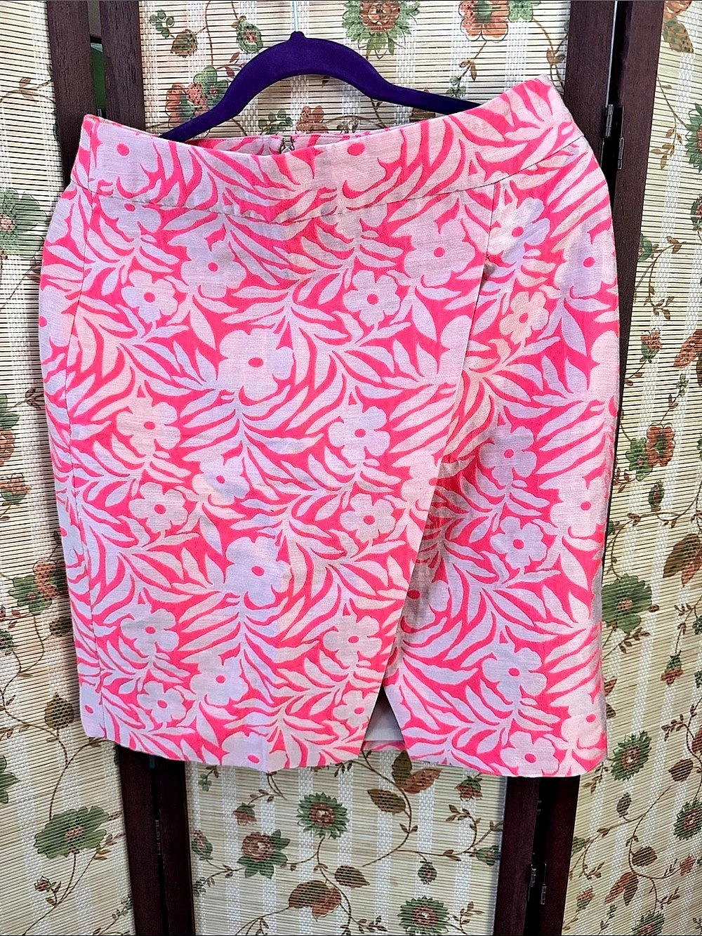 J.CREW Floral Pencil Skirt in Pink & Tan Size 12P